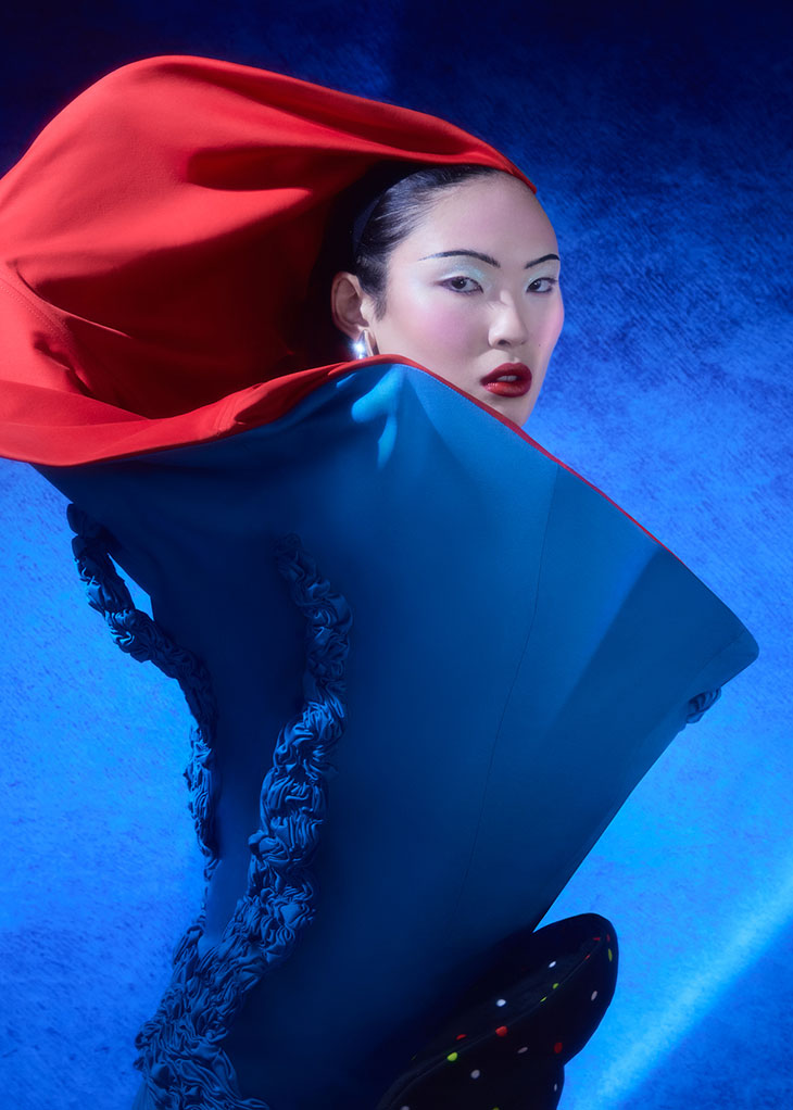 Alison Wang in Blooming Shapes for DSCENE, makeup by Gabriel Barse
