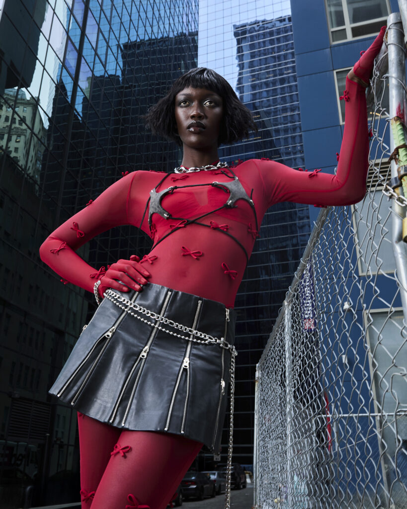 Adama Jobe in Two Muses, One City for V Magazine, makeup by Gabriel Barse